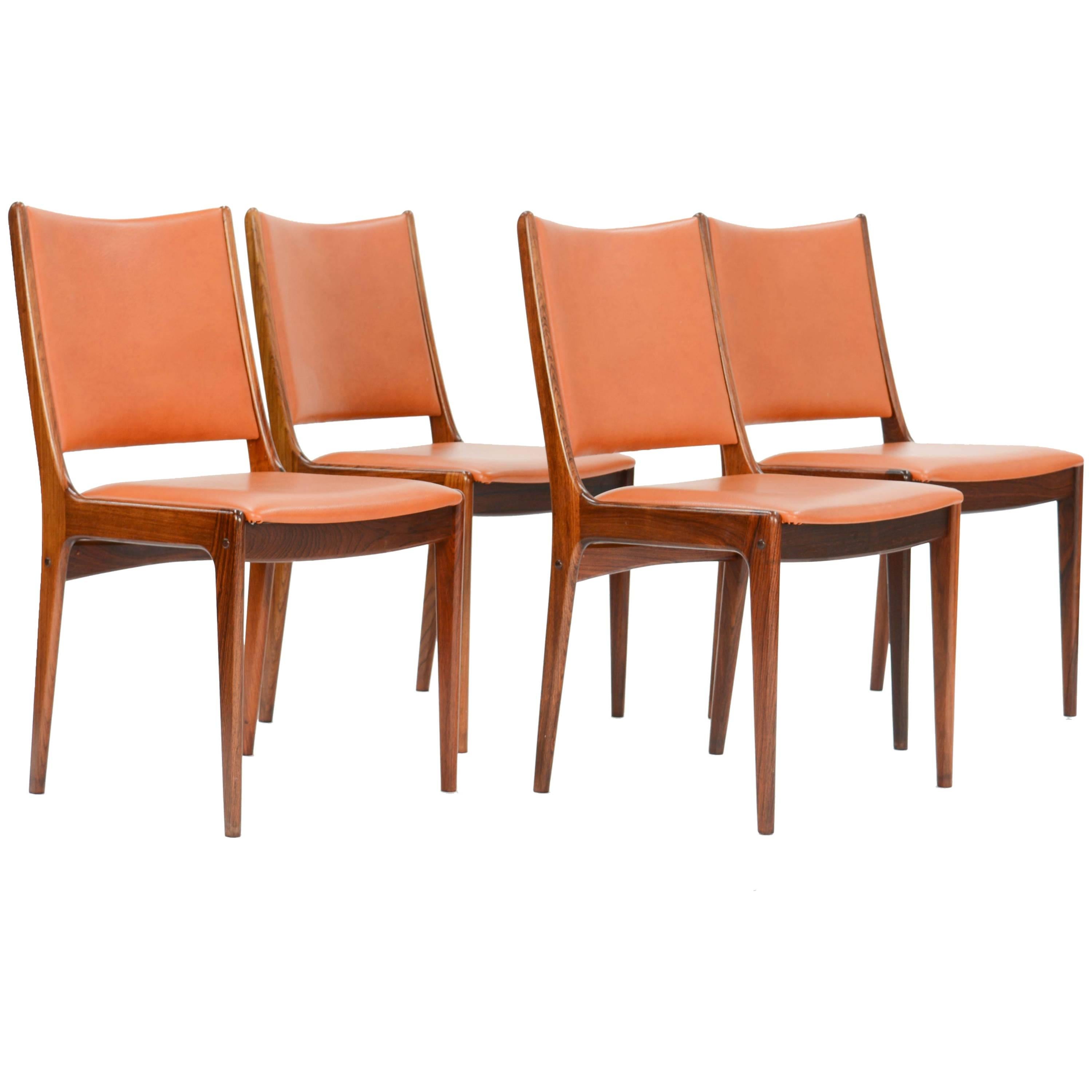 Set of Four Rosewood Side Chairs by Johannes Andersen for Uldum Møbelfabrik
