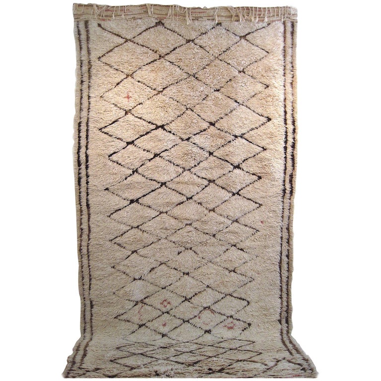 Vintage MidCentury Beni Ourain Moroccan Berber Rug For Sale at 1stDibs