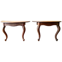 Pair of Walnut Demilune Tables