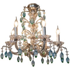 Charming Italian Silvered Opaline Chandelier