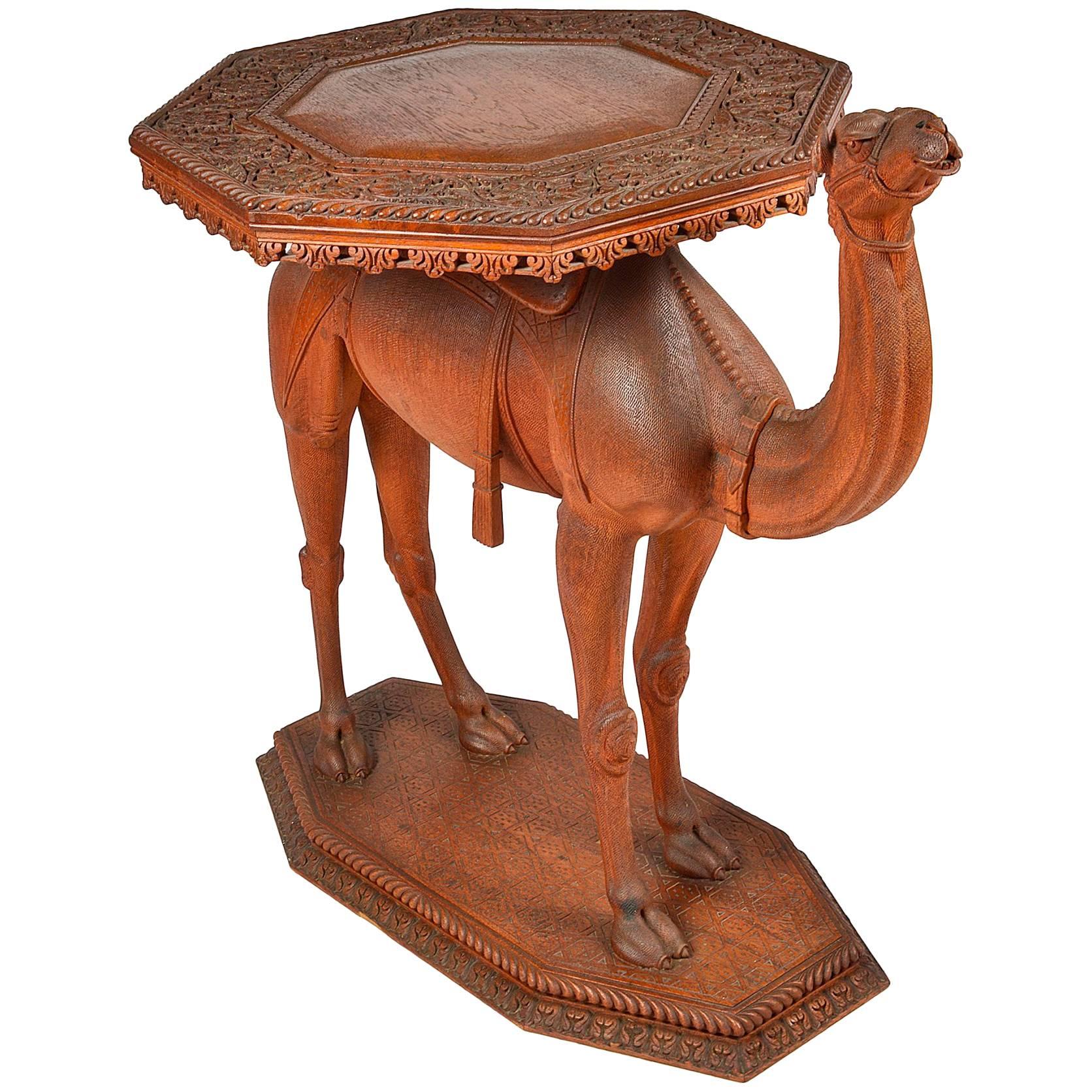 Anglo-Indian Carved Camel Table, 19th Century