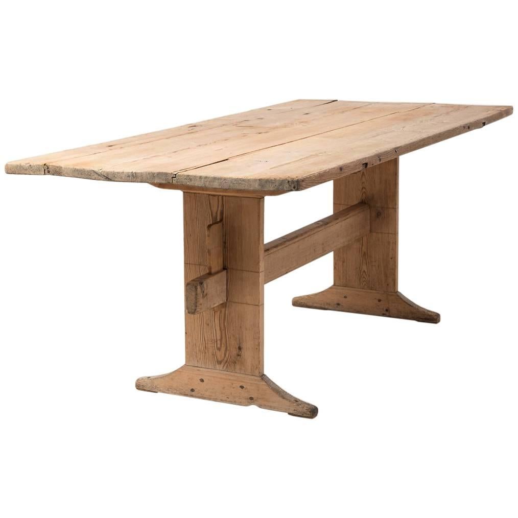18th Century Swedish Trestle Table in Pine 