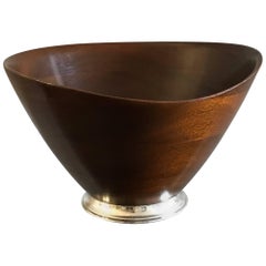 Georg Jensen Biomorphic Sterling Silver and Mahogany Table Bowl