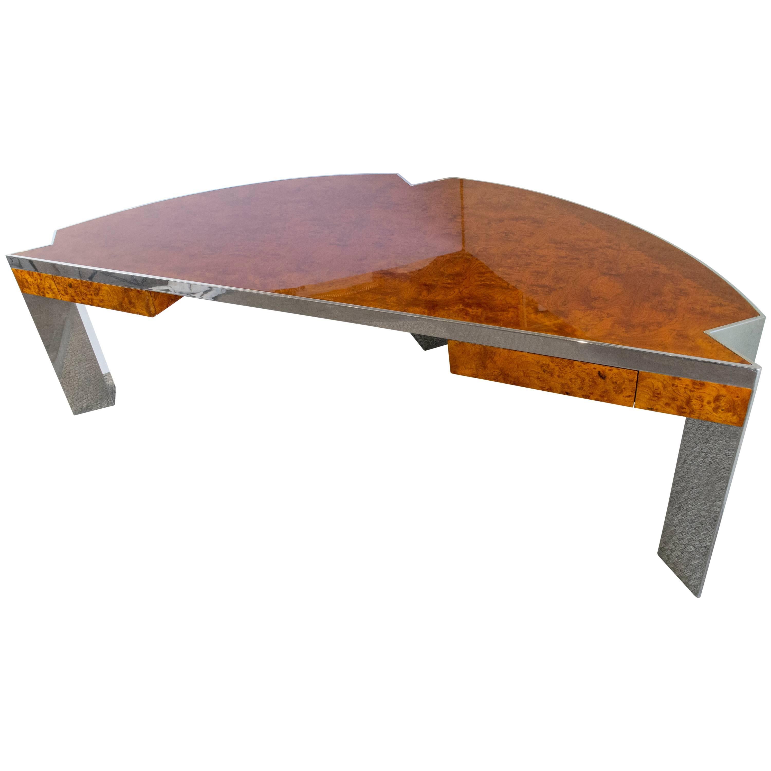 Leon Rosen for Pace Collection 1970s Burl Wood Desk