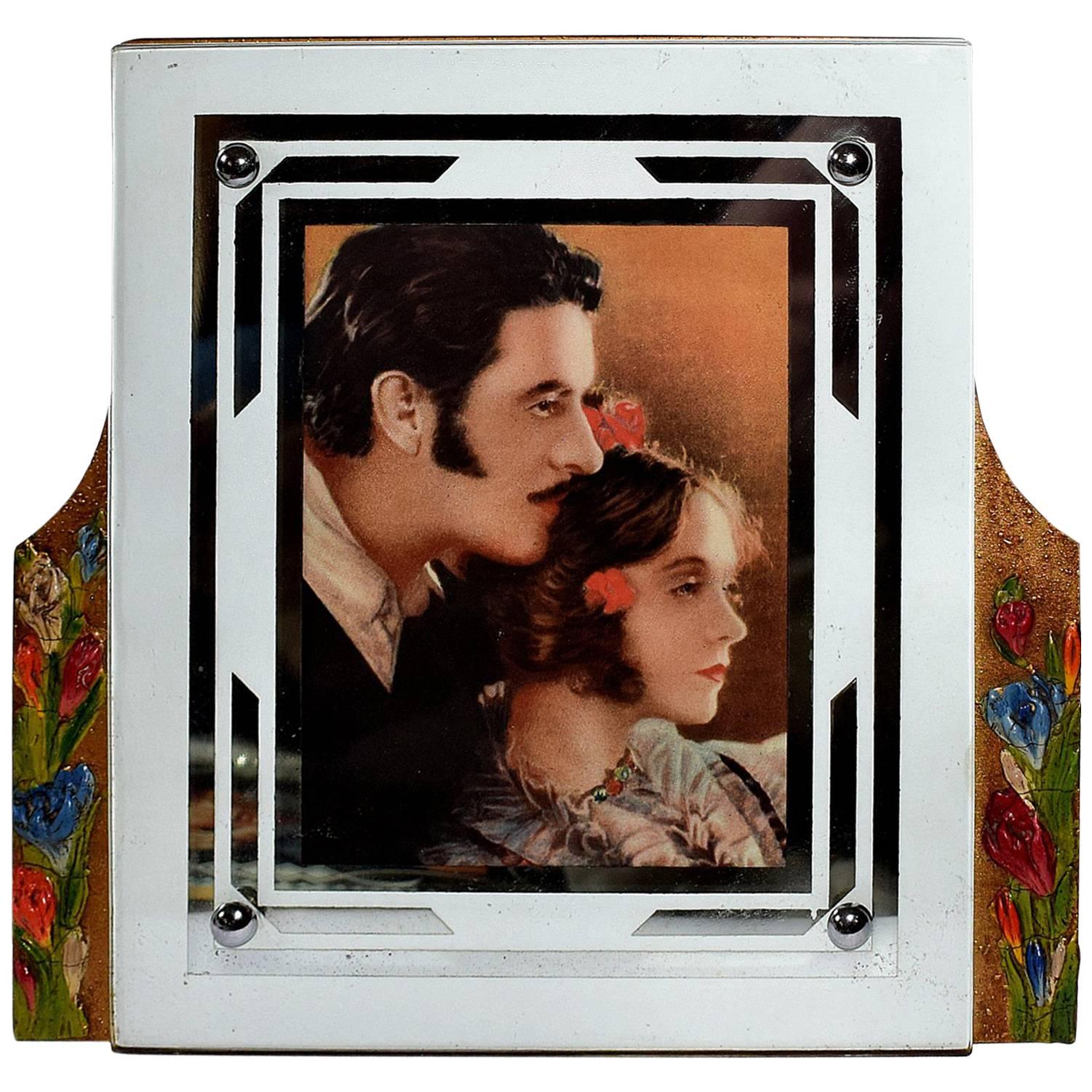 English Art Deco Barbola Picture Frame