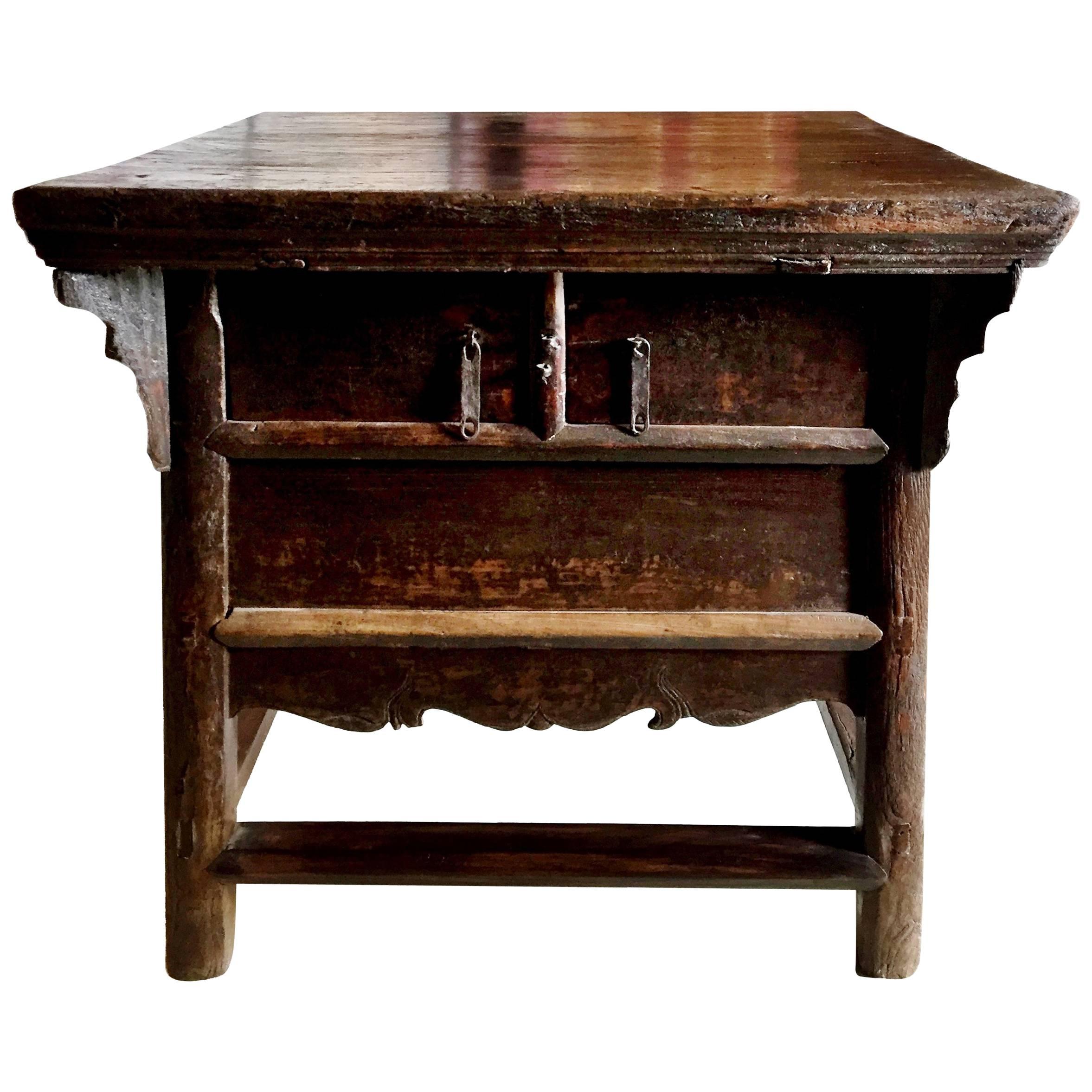 Antique Farm Table, Rustic Chinese Old Farm Table