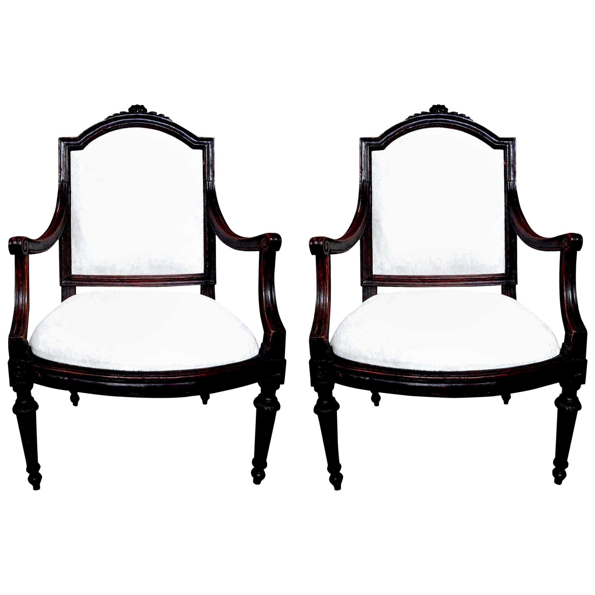 Pair of 18th Century Italian Walnut Chairs