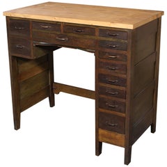 Jewelers Workbench, Desk, Cabinet, Wooden Vintage Industrial Storage