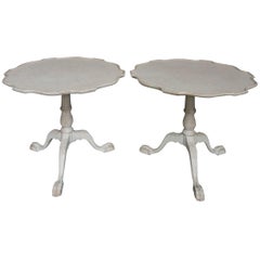 Pair of Swedish Pedestal Tables with Pie Crust Tops