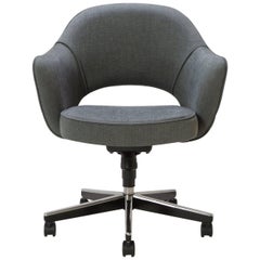 Saarinen Executive Arm Chair in Textured Charcoal Weave, Swivel Base 1