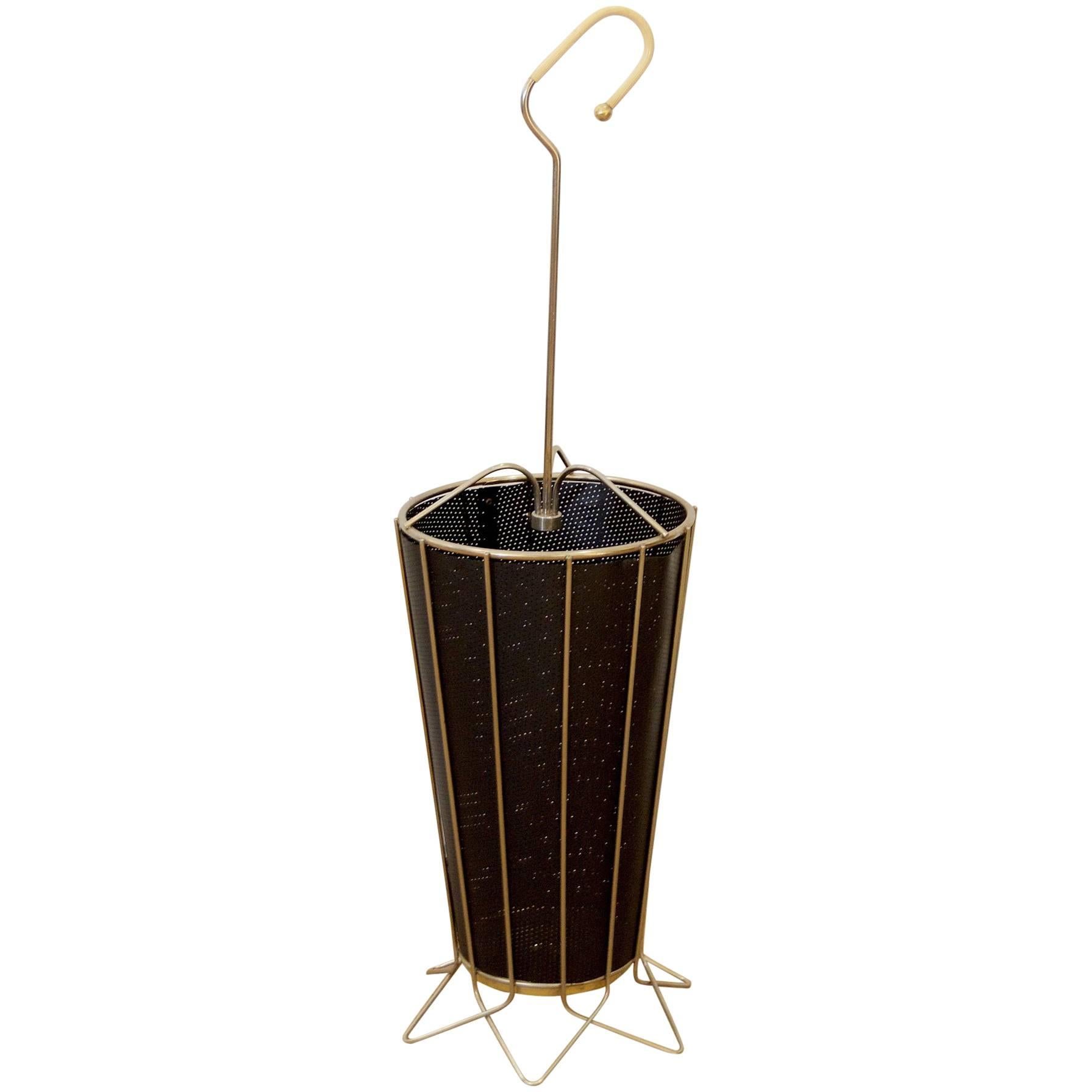 Mid-Century Metal Umbrella Stand with Perforated Liner