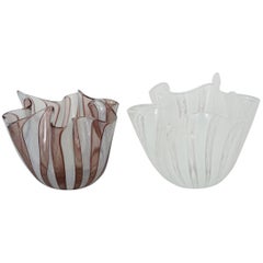 Pair of Venini Fazzoletto Handkerchief Vases