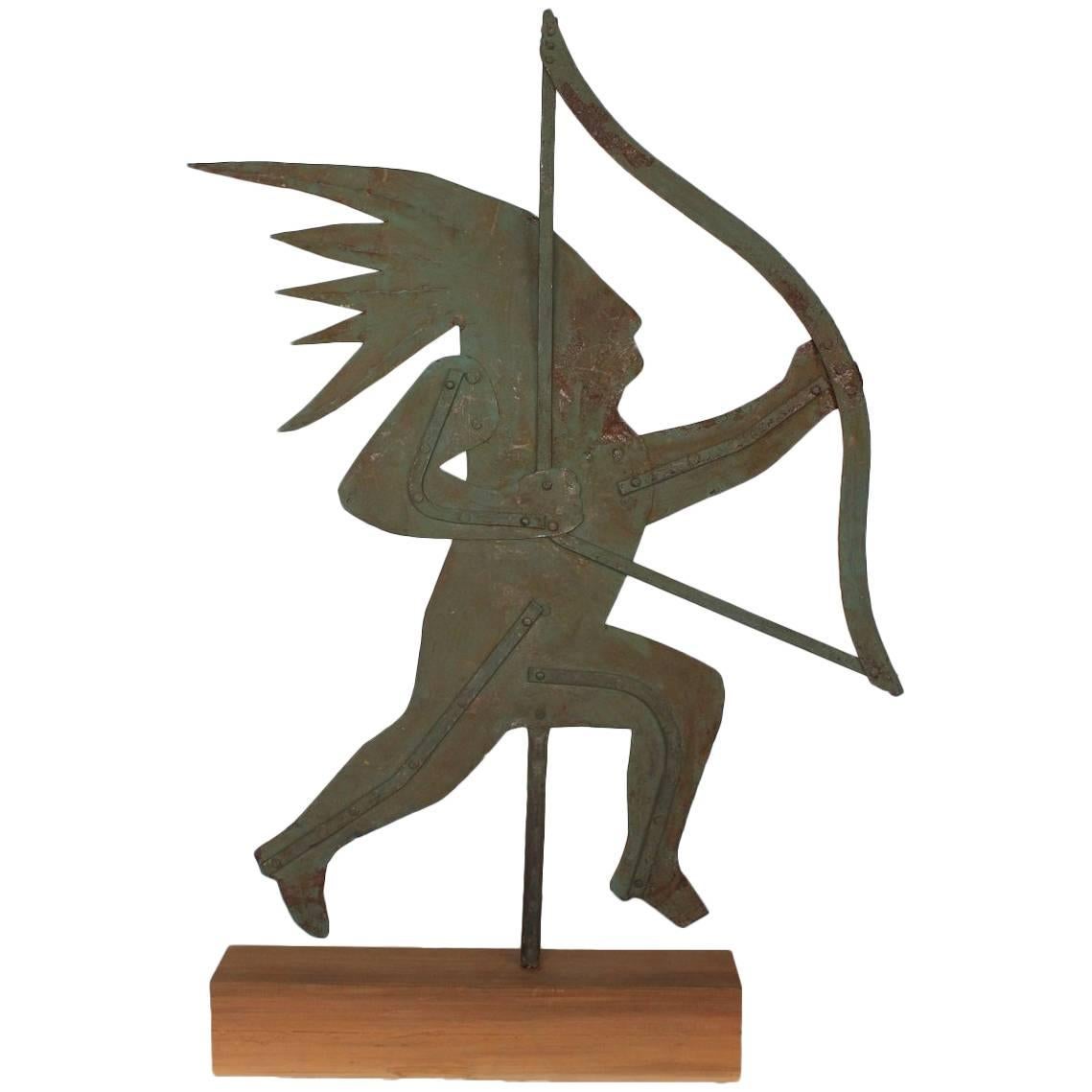 Early 20th Century Silhouette Indian Metal Weathervane For Sale