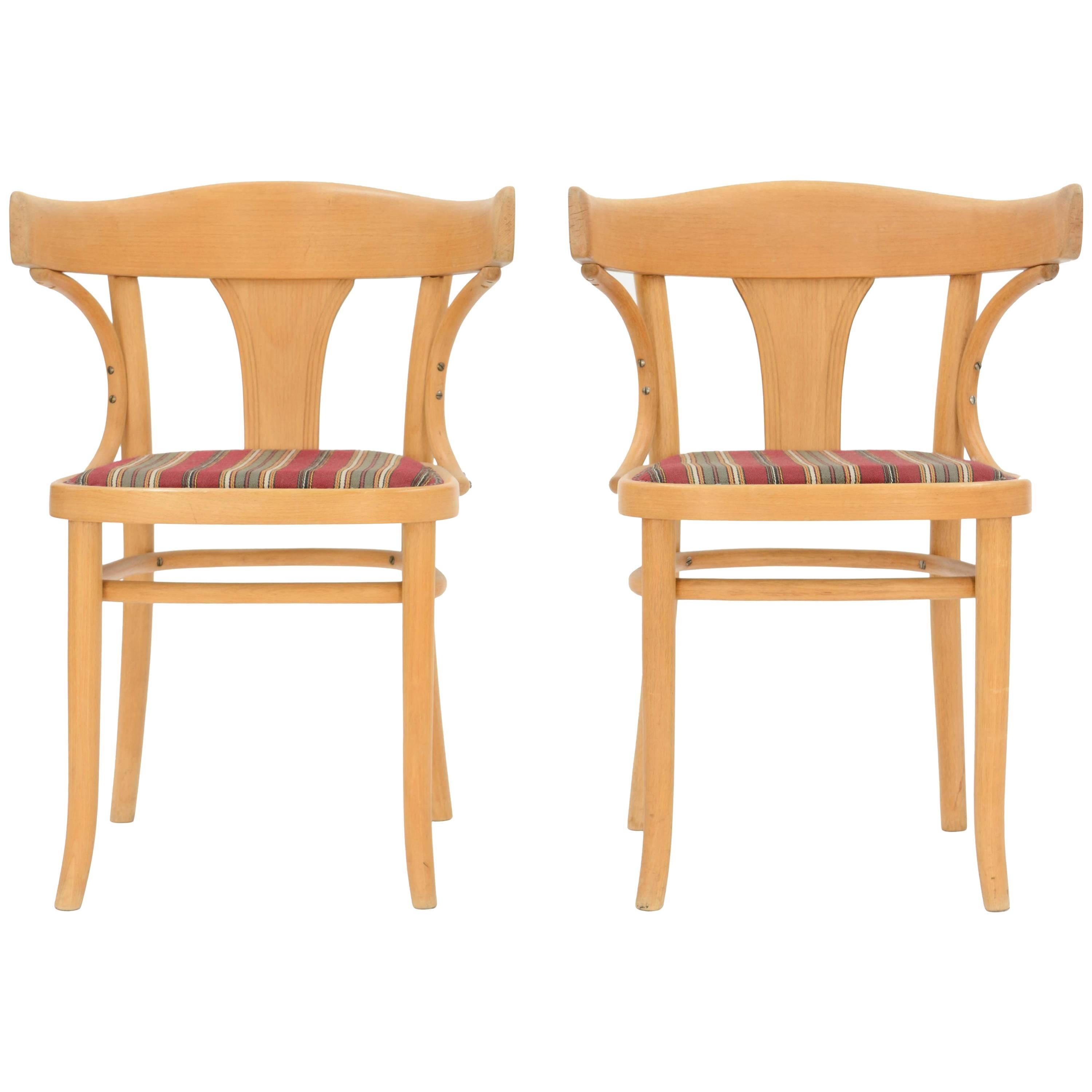 A Pair of Exquisite Austrian Bentwood Chairs by J & J Kohn For Sale
