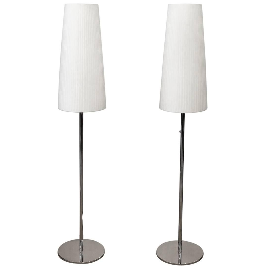Pair of Modern Chrome Floor Lamps
