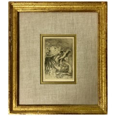 "Le Chapeau Epingle" by Pierre Auguste Renoir Framed Dry Point Etching, 1894