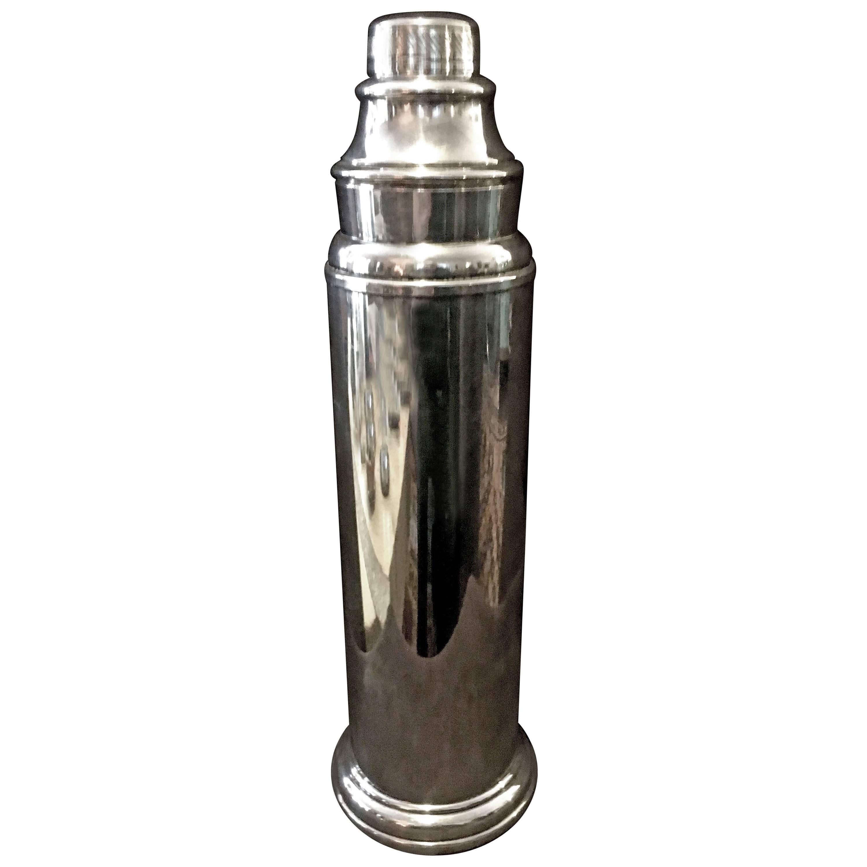 Midcentury Vintage Silver Plate Cocktail Shaker, circa 1930s