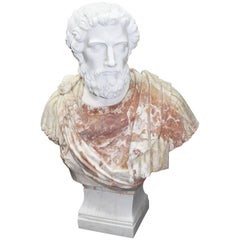 Very Large Heavy Carved Marble Greco-Roman Bust 5