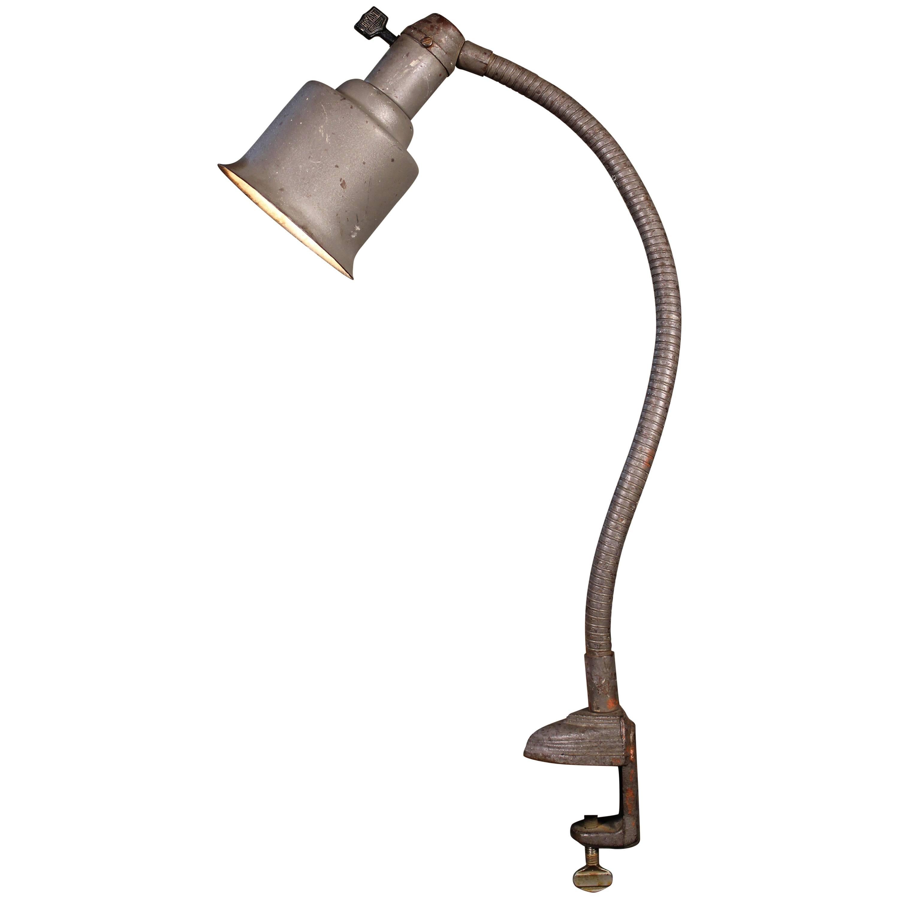 Clamp on Gooseneck Adjustable Light, Lamp Art Deco Distressed Metal