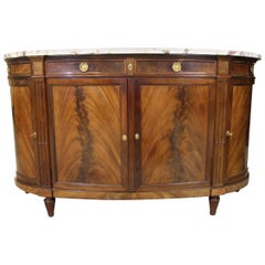 French Louis XVI Style Mahogany Buffet with Marble Top