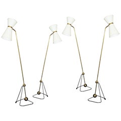 Pierre Guariche Rare Set of Four Floor Lamps 1970 (Model of)