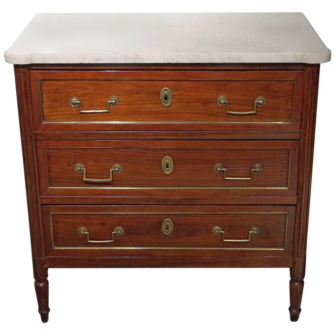 Louis XVI Fruitwood Marble Top Commode