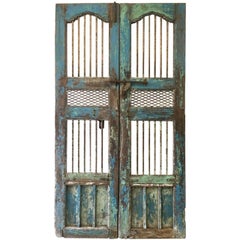 Pair of Painted Gated Doors, India