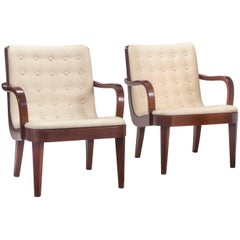 Axel Larsson for Bodafors, Attributed, Pair of Swedish Upholstered Armchairs