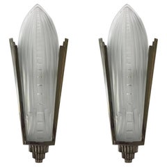 Pair of French Art Deco Sconces Signed by Genet Et Michon