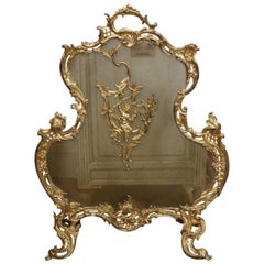 French Gilt Bronze Scroll Fire Place Screen Fire Screen 9