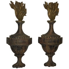 Pair of Hanging French Wall Adornments with Flame Motife