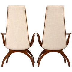 Pair of Mid-Century Modern-Style Tall Back Lounge Chairs 11