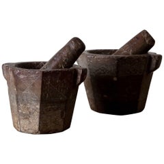 Mortars Pair of Swedish Gray Limestone, 18th Century, Sweden 10