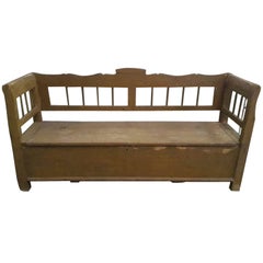 Beautiful Swedish French Painted Antique Industrial Bench 11