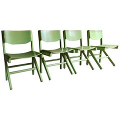 Joamin Baumann Dining Chairs for Baumann French Set of Four Green, 1960s Joamin Baumann Dining Chairs for Baumann French Set of Four Green, 1960s