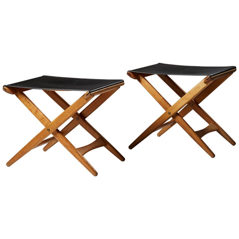 Pair of Folding Stools Designed by Uno and Östen Kristiansson for Luxus
