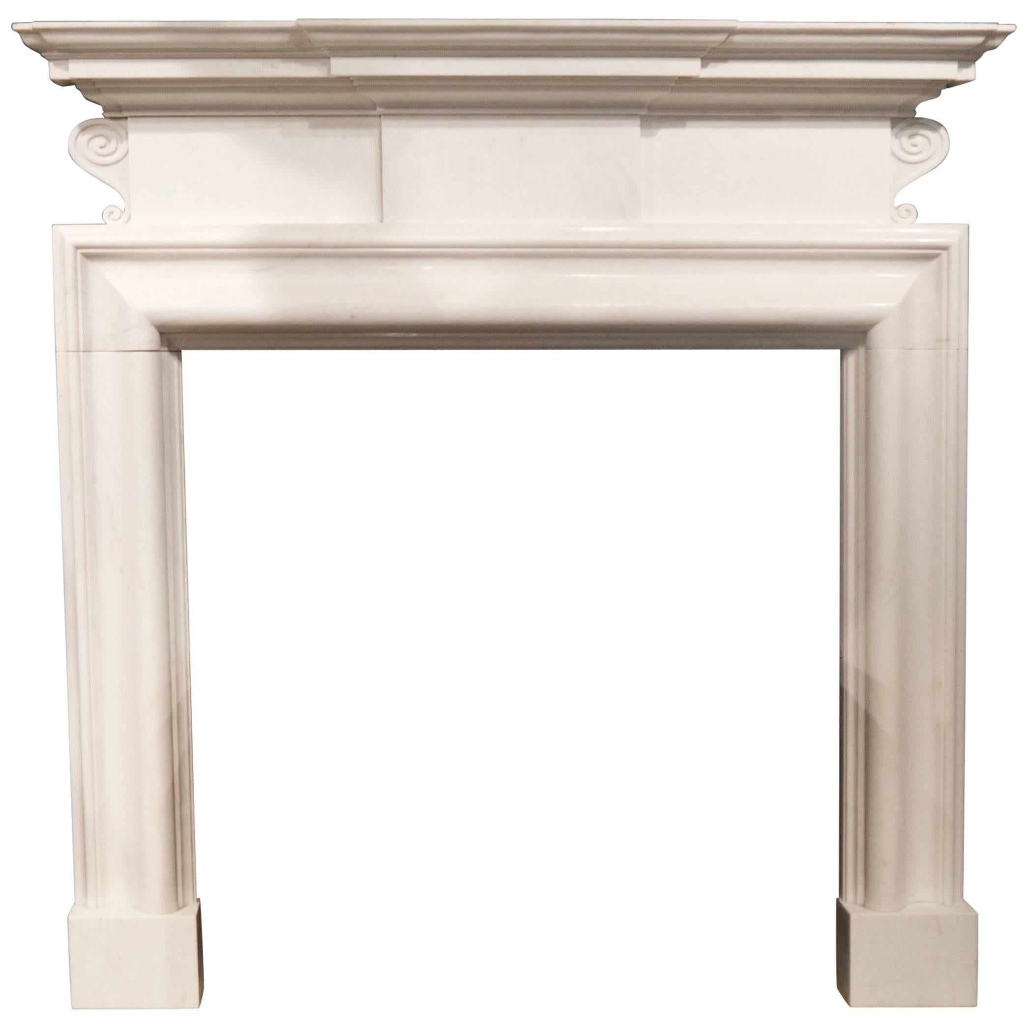 Reproduction Georgian Style Statuary white marble fireplace mantel piece For Sale