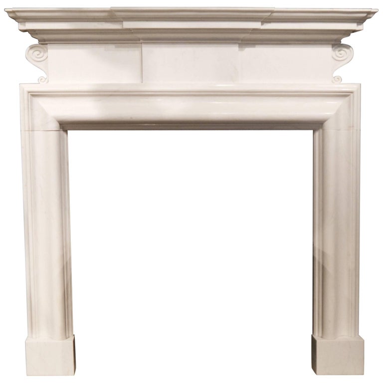 Reproduction Style Statuary white marble fireplace mantel