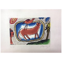 Signed, Numbered and Dated Limited Edition Colored Lithograph by Corneille