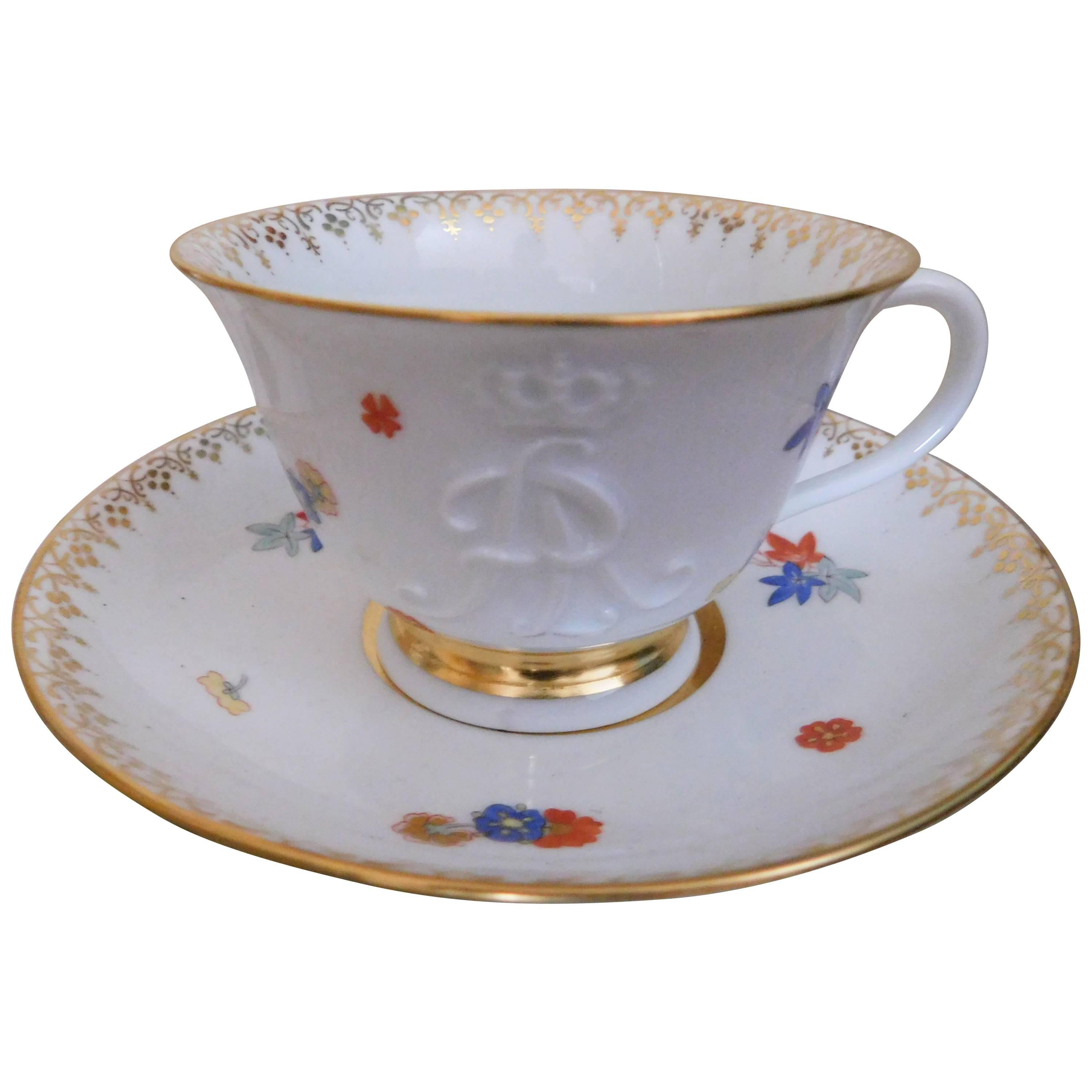Late 19th Century Meissen Porcelain Augustus Rex Kakiemon Cup and Saucer