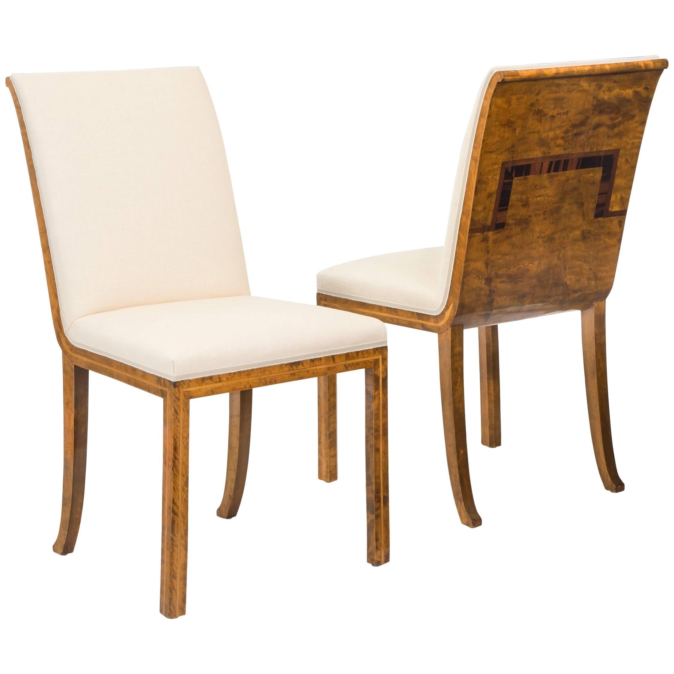 Pair of Swedish Grace Period Birch and Rosewood Chairs