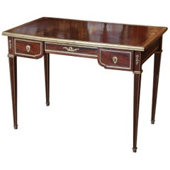 Antique French Louis XVI Style Petite Writing Desk, circa 1930, Leather Top