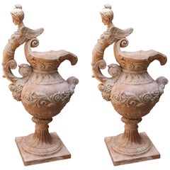 Pair of Neoclassical Style Garden Sculptures in Form of Ewers