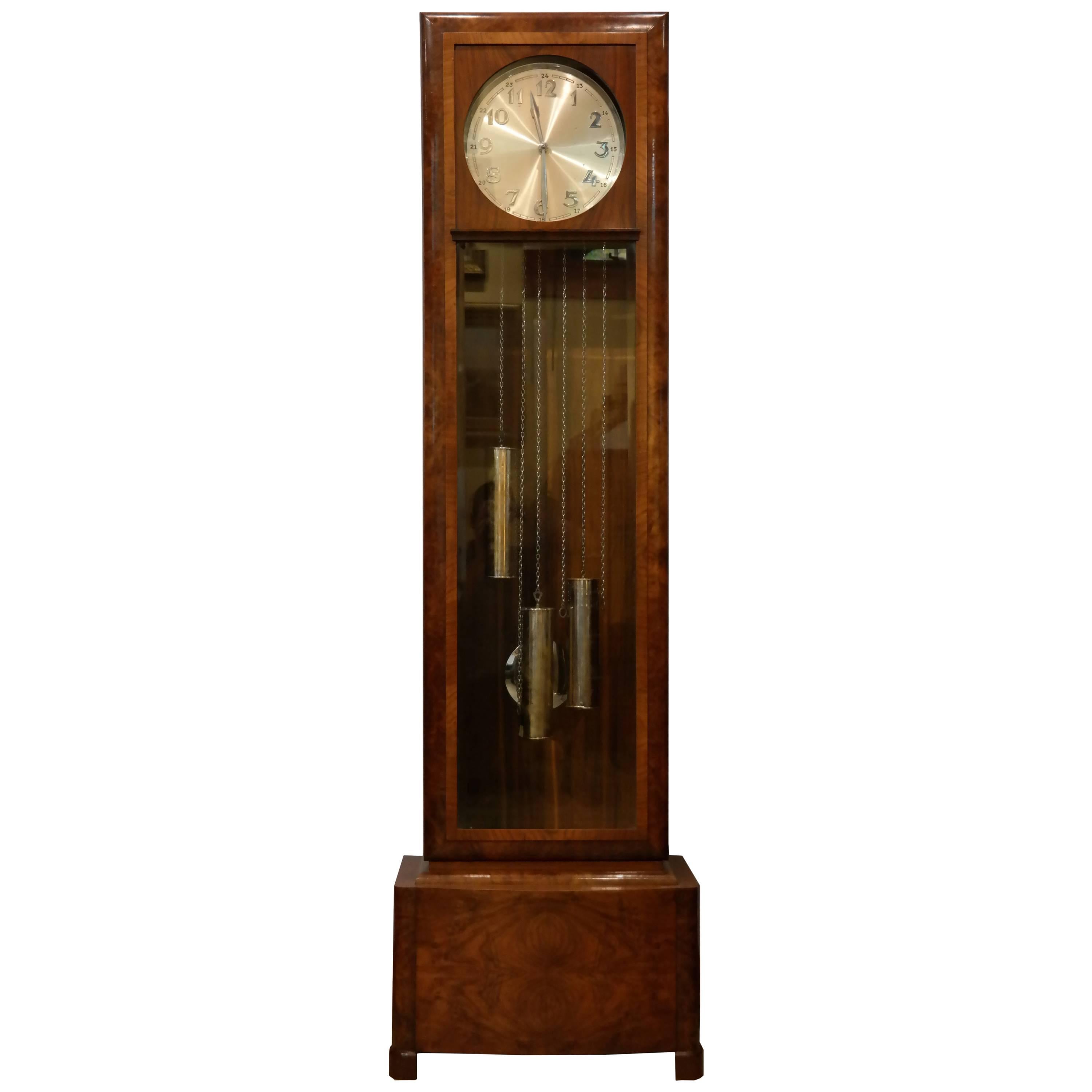 German Art Deco Grandfather Longcase Clock, circa 1930