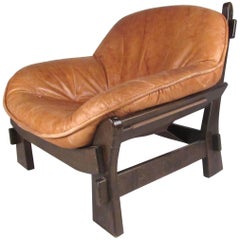 Vintage Modern Leather Lounge Chair in the Style of Percival Lafer