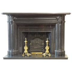 19th Century Victorian Carved Irish Black Marble Fire Surround