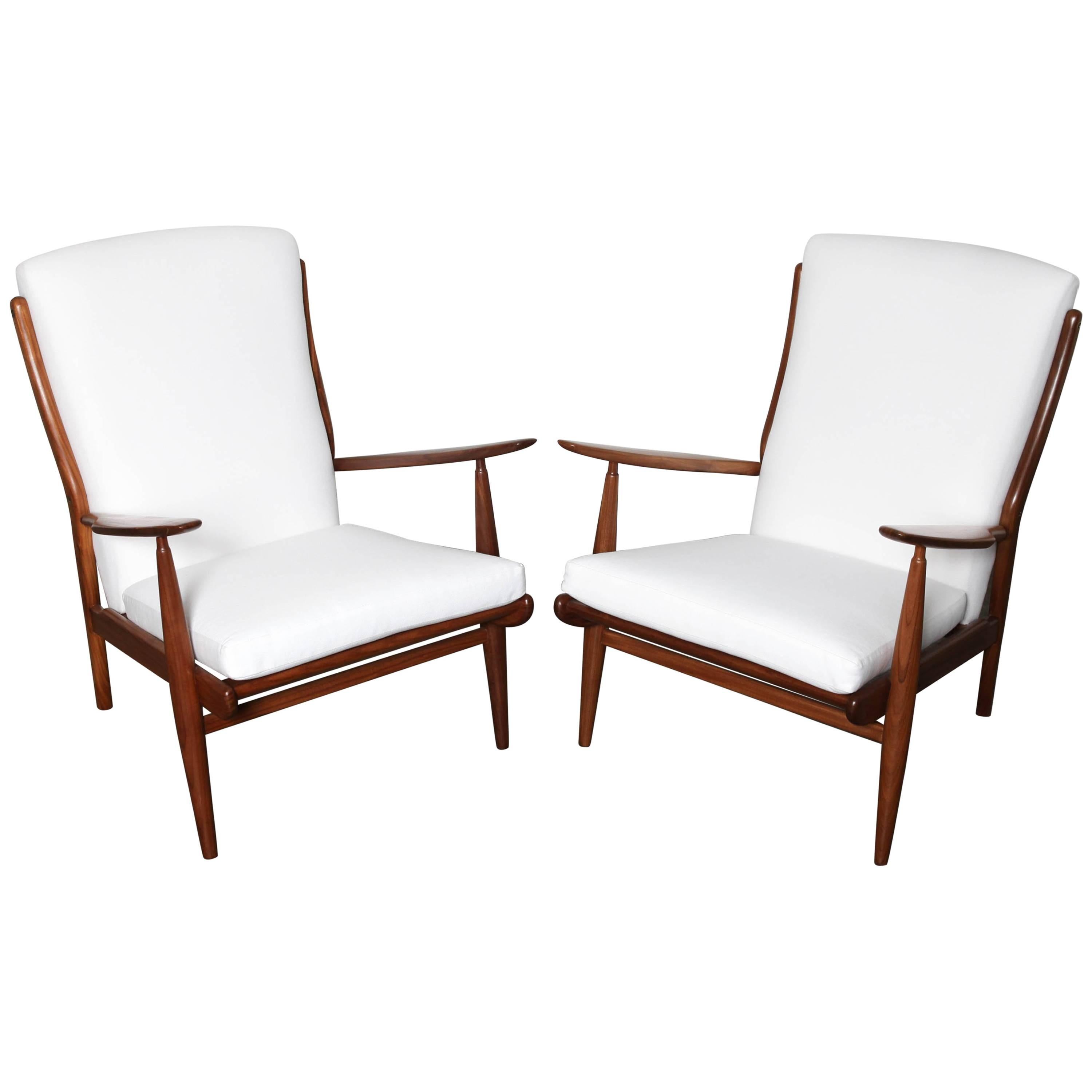 Pair of Parker Knoll Solid Wood Frame Lounge Chairs
