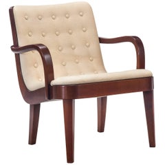 Axel Larsson for Bodafors, Attributed, Swedish Upholstered Beech Armchair