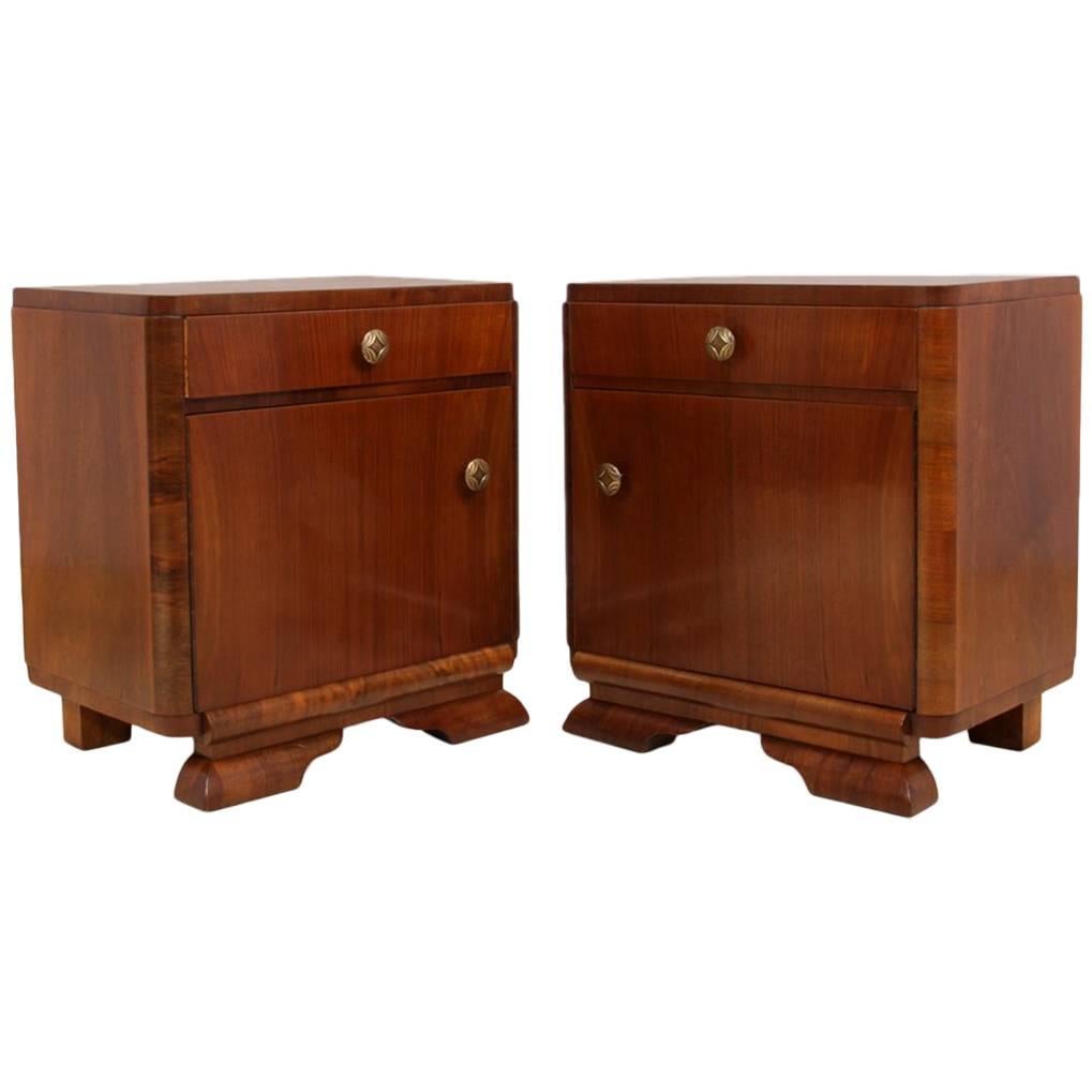 French Art Deco Bedside Cupboards