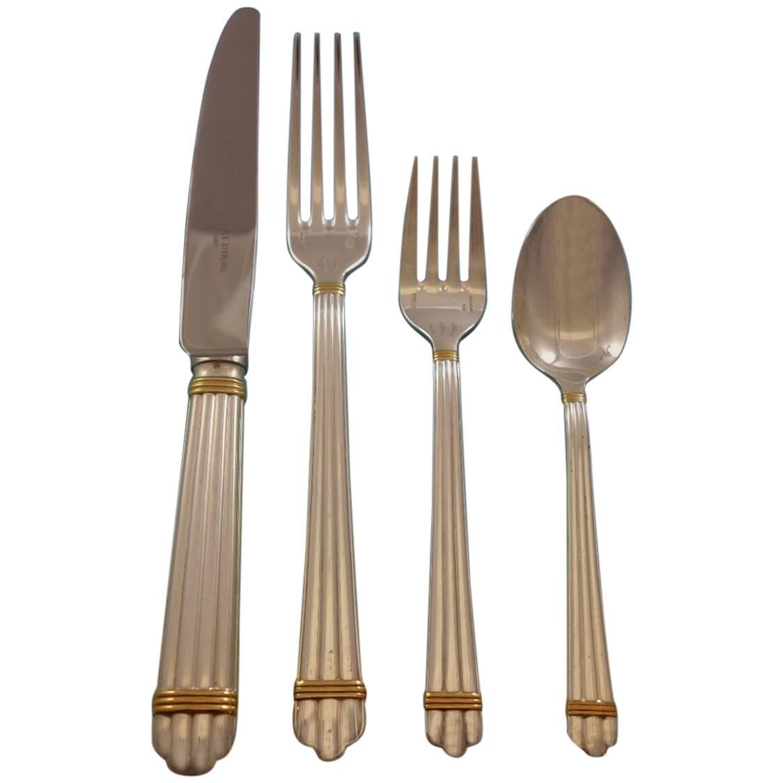 Aria Gold by Christofle Sterling Silver Flatware Set Eight Service 36 Pcs Dinner